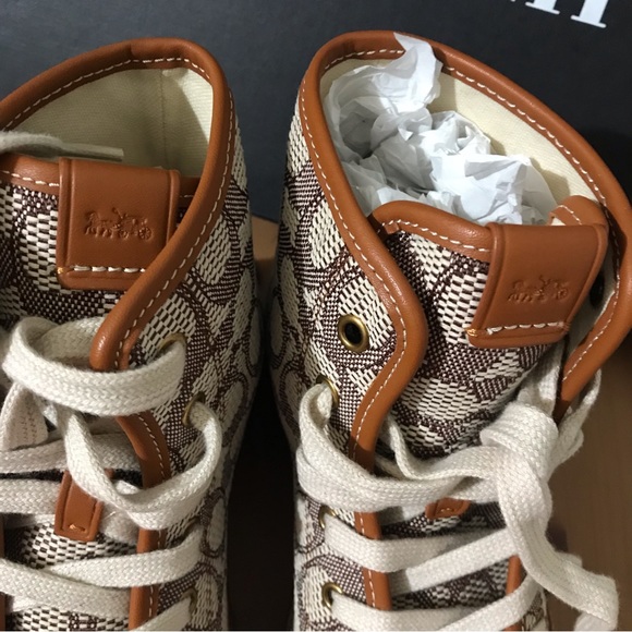 💋Coach X Tom Wesselmann Trooper Mid Top Boot In Signature Jacquard - Picture 8 of 12